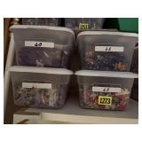 Tote of individual puzzles with box tops (4)