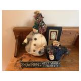 Snowmen sign, Let It Snow button picture,