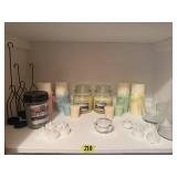 Assorted wax & battery operated candles, candle