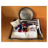 Patriotic runner, linen, pillow, flag plate,