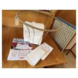 Wire lamp shade form, cardboard measuring mat,
