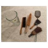 Vase, brushes, hand broom, fly swatter
