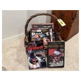 Basket of racing, hot rod books & magazines