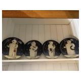 Snowman plates, 4 piece set, easels included