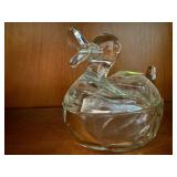Glass duck trinket box