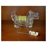 Glass dog knife rest, whistle