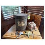Behrens pail, fish stringer, Americana decor,