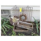 Wire rack, sunflowers, window boxes