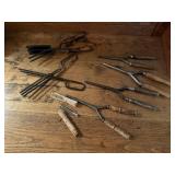 Antique curling irons, styling tools