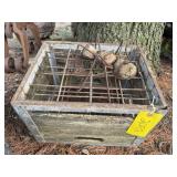 Weathered beverage crate, wire ant