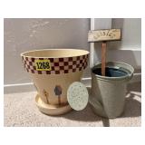 Birdhouse flower pot, watering can planter, plant