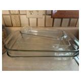 Pyrex glass baking dishes (3), loaf pan