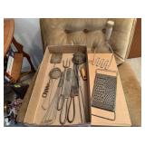 Vintage kitchen , utensils, grater, potato masher