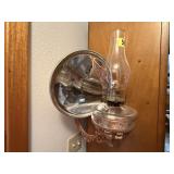 Antique wall oil lamp, wall hanger, reflector
