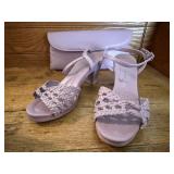 Lilac painted pumps, handbag