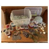Tote of glass stones, beads, embellishments,