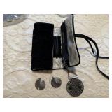 Jewelry travel roll, owl pendant, earrings