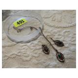 Matching necklace, earring jewelry set