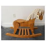 Oak rocking horse riding toy