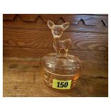 Pink glass deer powder box