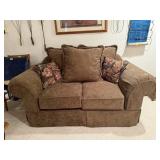 Loveseat, throw pillows