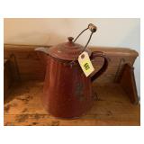Red enamel kettle