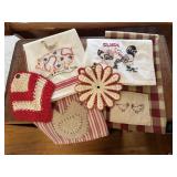 Embroidered & applique dish towels, potholders