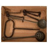 Primitive ladels, pick, blacksmithed hooks