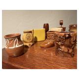 Clay, wood, Western, souvenir toothpick holders