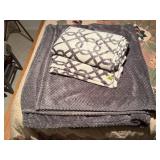 Plush grey blankets (2)