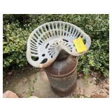 Milk can tractor seat stool