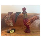 Wood carved chickens (2)
