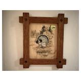 Wild Turkey black & white framed sketch