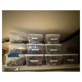 Tote of individual puzzles with box tops (10)