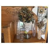 Floral vases, silk & dried flowers, bottle