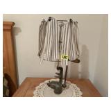 Meat grinder faux lamp, doilie