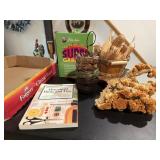 DIY books, bushel basket, greenery nests