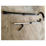 Adjustable cane, grabber tool