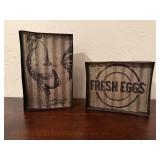Fresh Eggs, Chicken wall decor, 2 piece set
