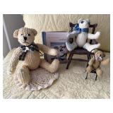 Miniature teddy bears, chairs, book