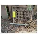 Register grate, rusty wheel