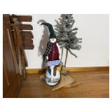 Snowman decoration, burlap tree