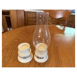 Pfaltzgraff votive lamps (2), one shade