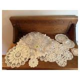 Crystal bowl, doilies