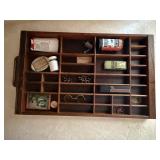 Antique printers box, contents included