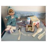 Baby doll, toy accessories, booties, powder,