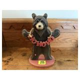 Wooden black bear HO-HO-HO holiday decor