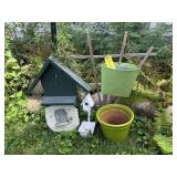 Birdhouse garden decor, flower pot, stepping