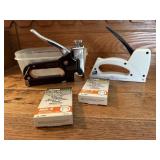 Staplers (2), boxes of staples