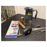 Standard service station map, oil can, hammers,